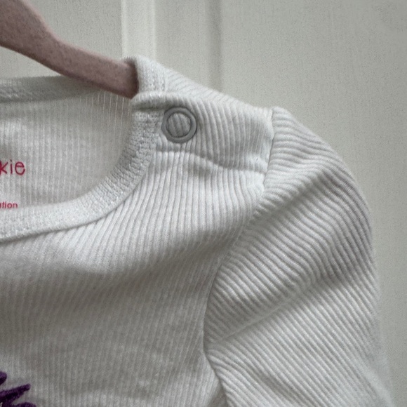 Okie Dokie 12M Girl White Be Careful I’m Pretty Sharp Long Sleeve Tee Blouse - Picture 4 of 5